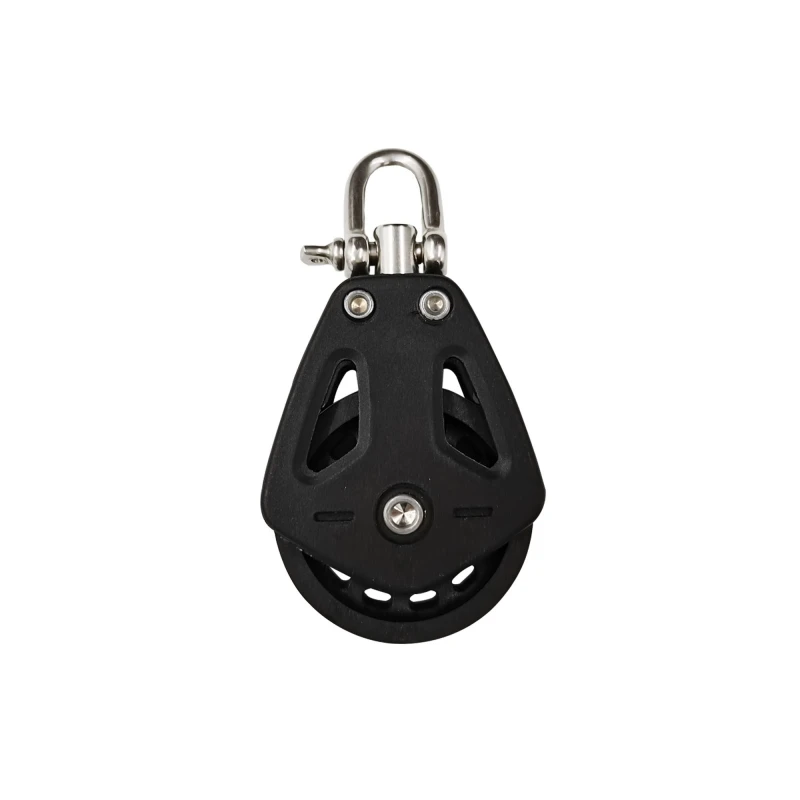 ISURE MARINE Sailboat Pulley Nylon Crane Pulley Block Lifting Single Pulley Swivel Pulley Black