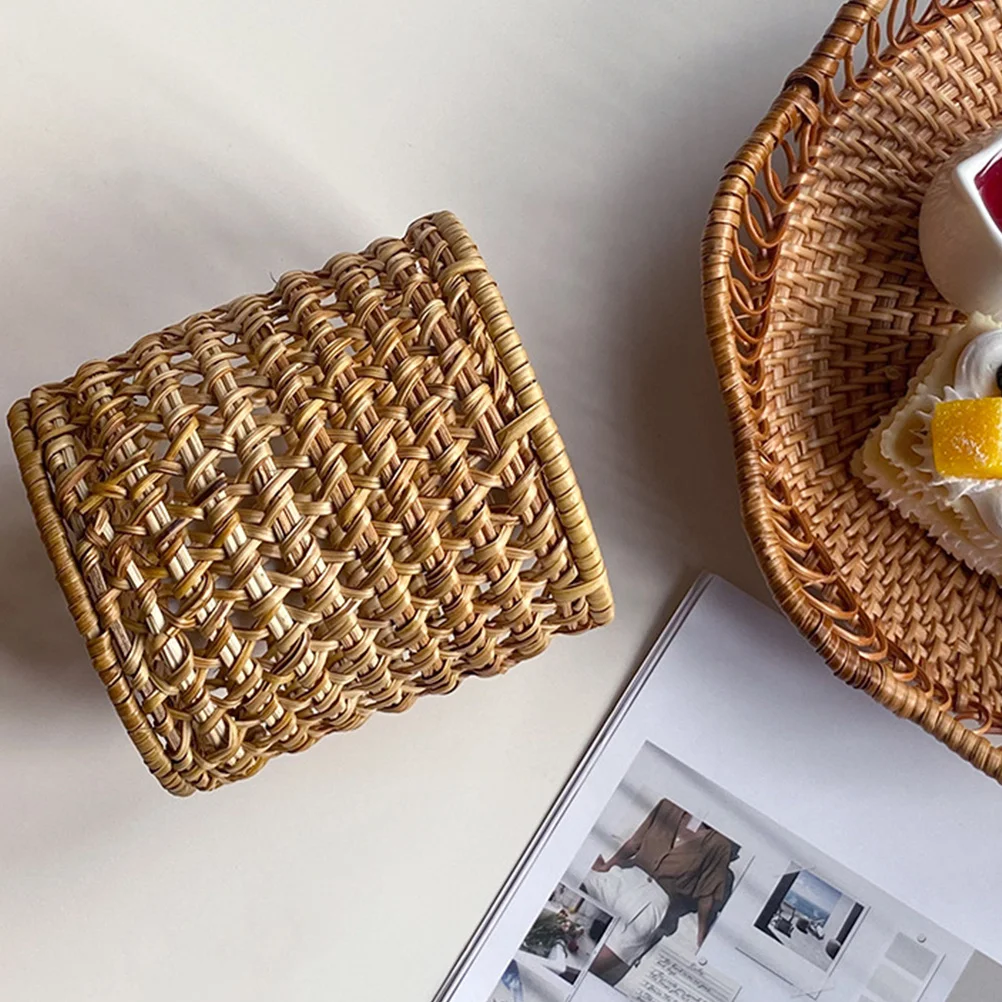 

Rattan Pencil Holder Woven Pen Organizer Desktop Storage Pot Multi-Use Office Desk Organizer Stationery Container Makeup Brush