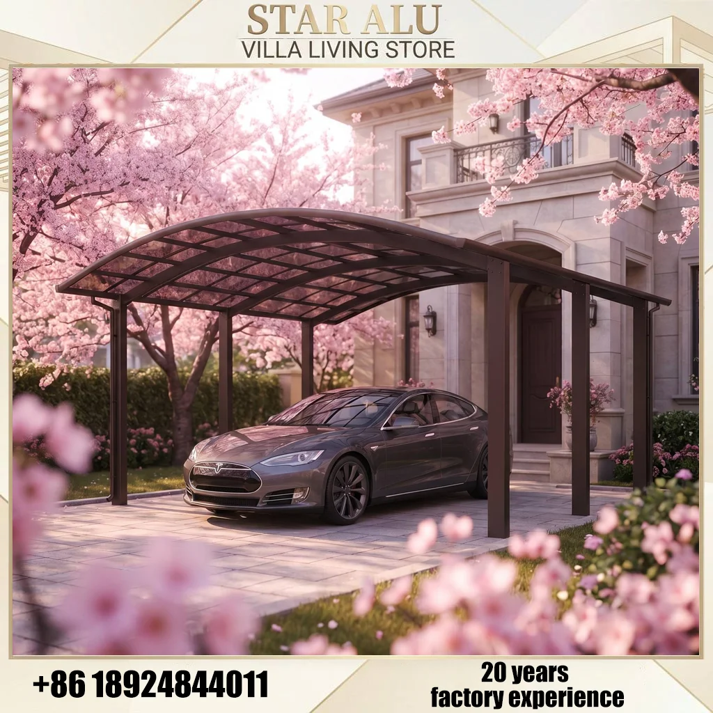 Aluminum Carport Waterproof UV Protection Vehicle Shelter Reinforced Frame Parking Canopy for Outdoor Driveway Patio