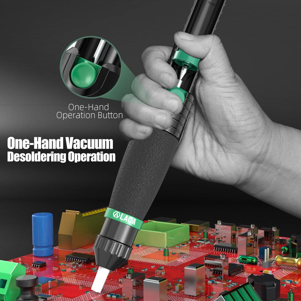 Laoa ferramenta avançada de dessoldagem com ventosa de solda, bico duplo de vedação de anel o, resistente a altas temperaturas para manutenção eletrônica