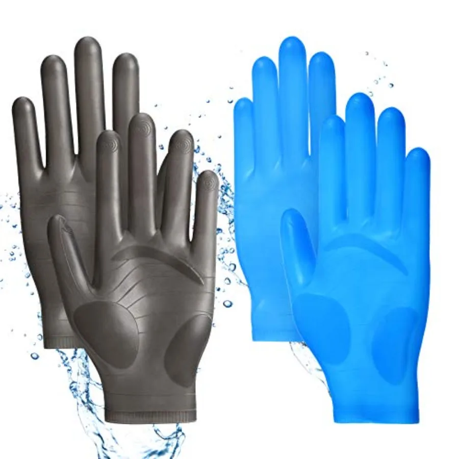

2 Pairs Epoxy Silicone Gloves for Resin Reusable Waterproof Safe Finger Protector for Crafts Jewelry Making Work DIY Black, Blu