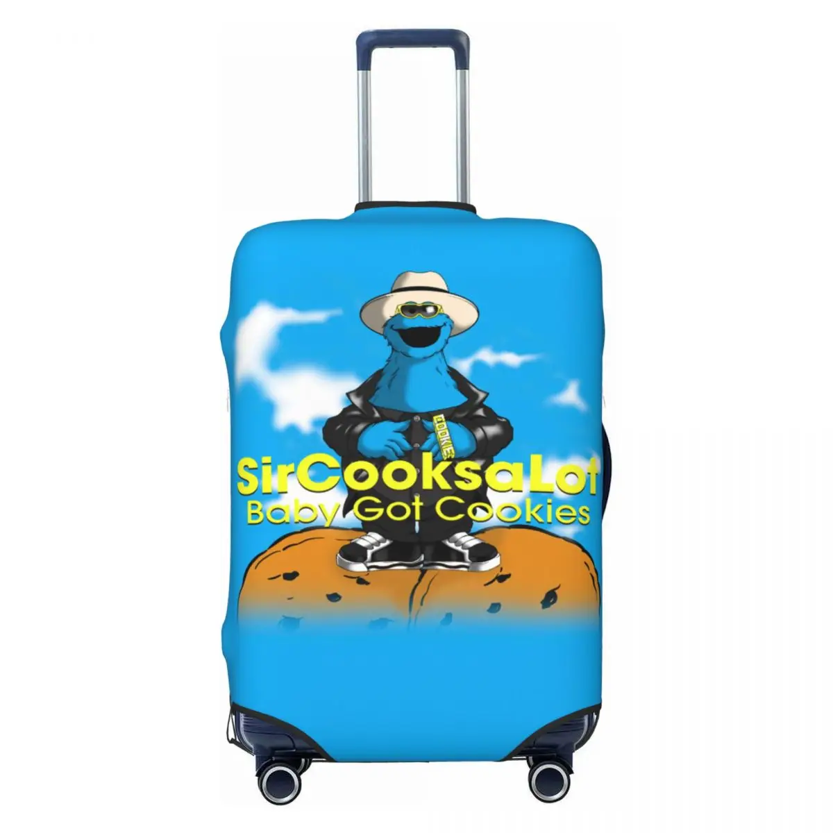 

Custom Funny Cartoon Cookie Monster Suitcase Cover Elastic Muppets Luggage Protective Covers for 18-32 inch