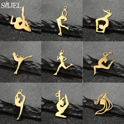 5pcs/lot Multiple Style Sports Charms for DIY Fitness Lovers Ornament Gymnastics Yoga Running Pendant Jewellery Making Supplies