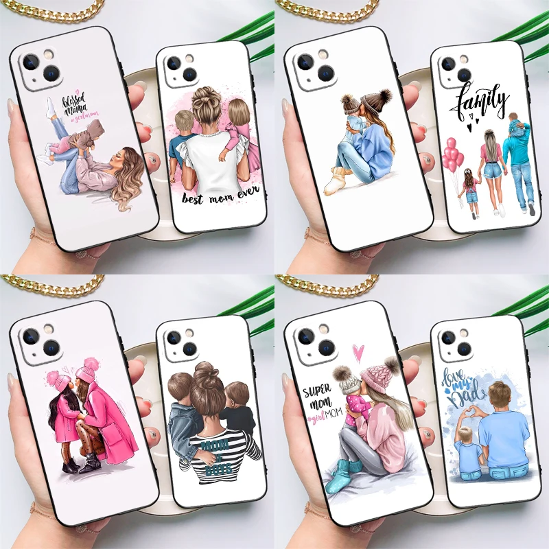 Чехол для OnePlus Nord 5 CE 2 3 4 Lite N20 N30 OnePlus 13T 13R 12R 9 10 Pro 11 12 13 15 с изображением семьи (мама, дочка, сын, папа)