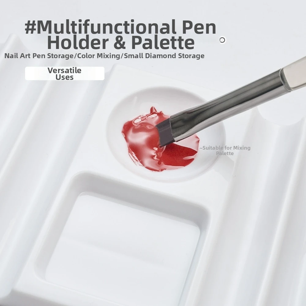 Multi-purpose Dual Form Holder 10-Compartment with Color Palette Nail Art Tools Holder Plastic Pen Stand UV Gel Brush Display