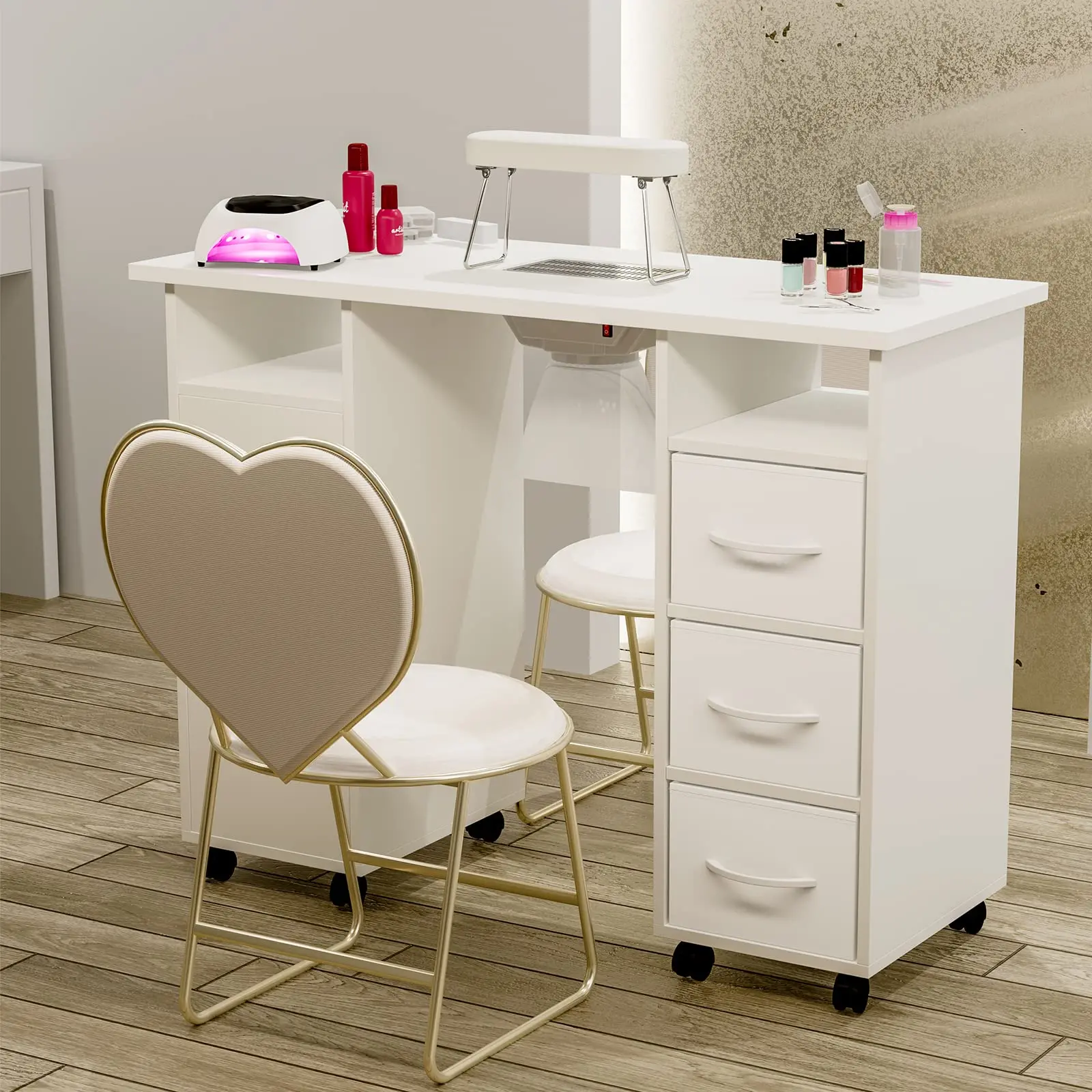 Professional Nail Tech Manicure Table, Salon Nail Art Workstation, Beauty Salon Furniture