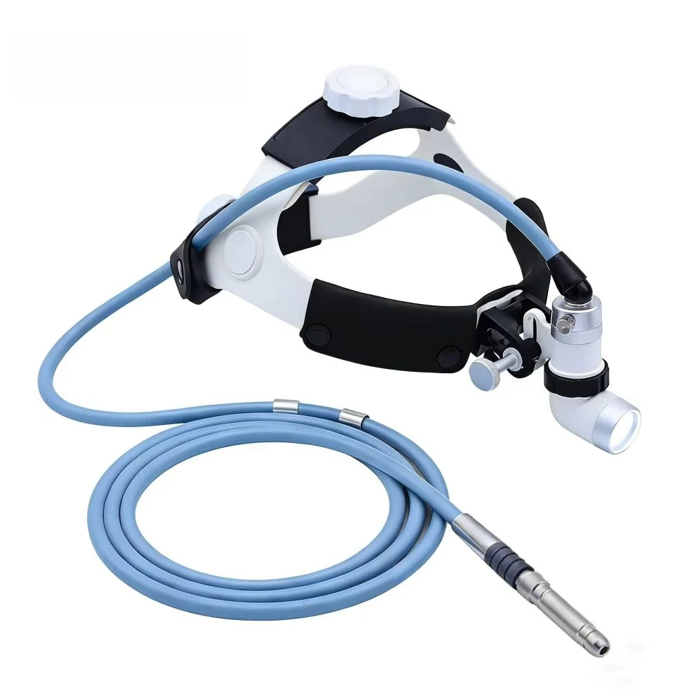 LED Optical Fiber Headlight Surgical Head Lamp with 2m Wolf Light Guide Cable for Veterinary ENT Examination