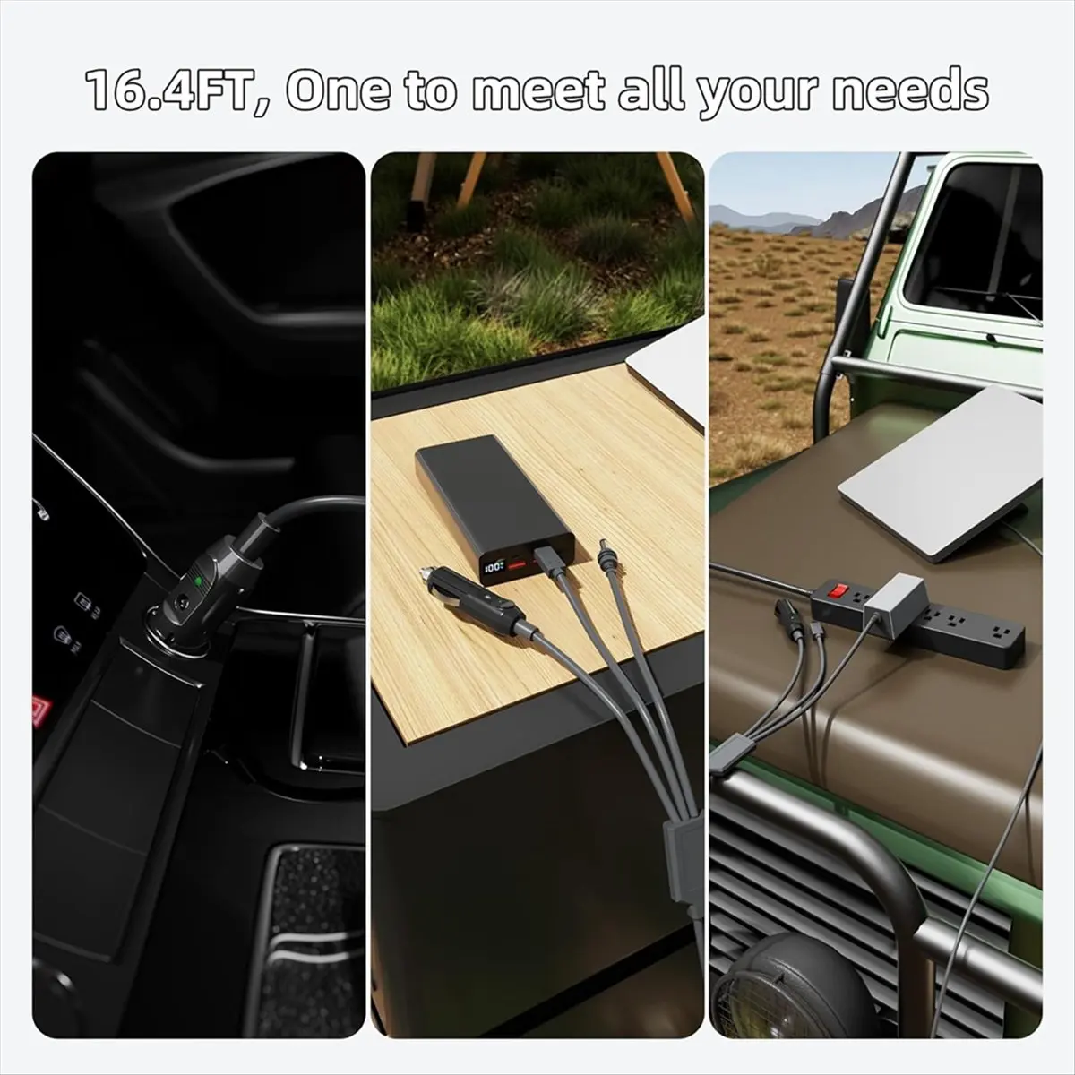 (A32M) Starlink Mini 3-in-1 DC Power Cable, 100W+ USB C 12-24V Cigarette Lighter Plug and DC Male Power Cable Plug and Play