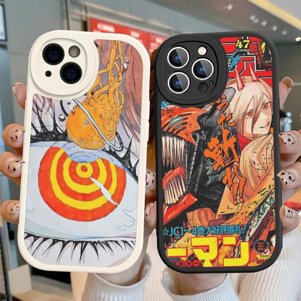 

Amine Chainsaw Man Phone Case Hard Leather For iPhone 14 13 12 Mini 11 14 Pro Max Xs X Xr 7 8 Plus Fundas