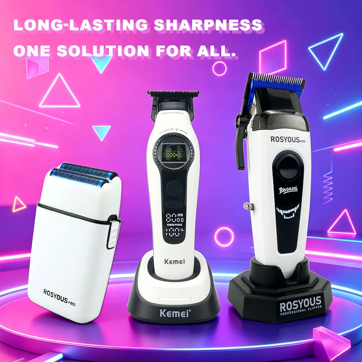 KEMEI ROSYOUS Hair Trimmer for Men Combo Set DLC Blade with Base Charger Professional Hair Clipper KM-1595 RSpro-106 RS620