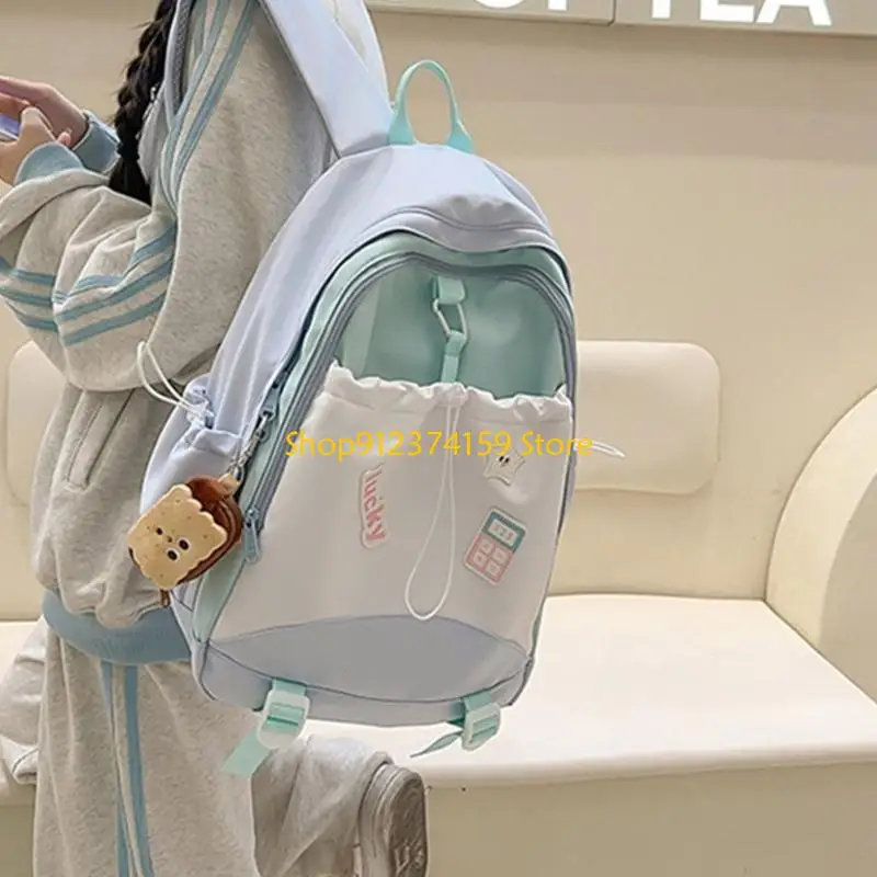 G5AE Korean Styles Backpack School Bag Contrast Color Backpack Lovely Casual Daypacks
