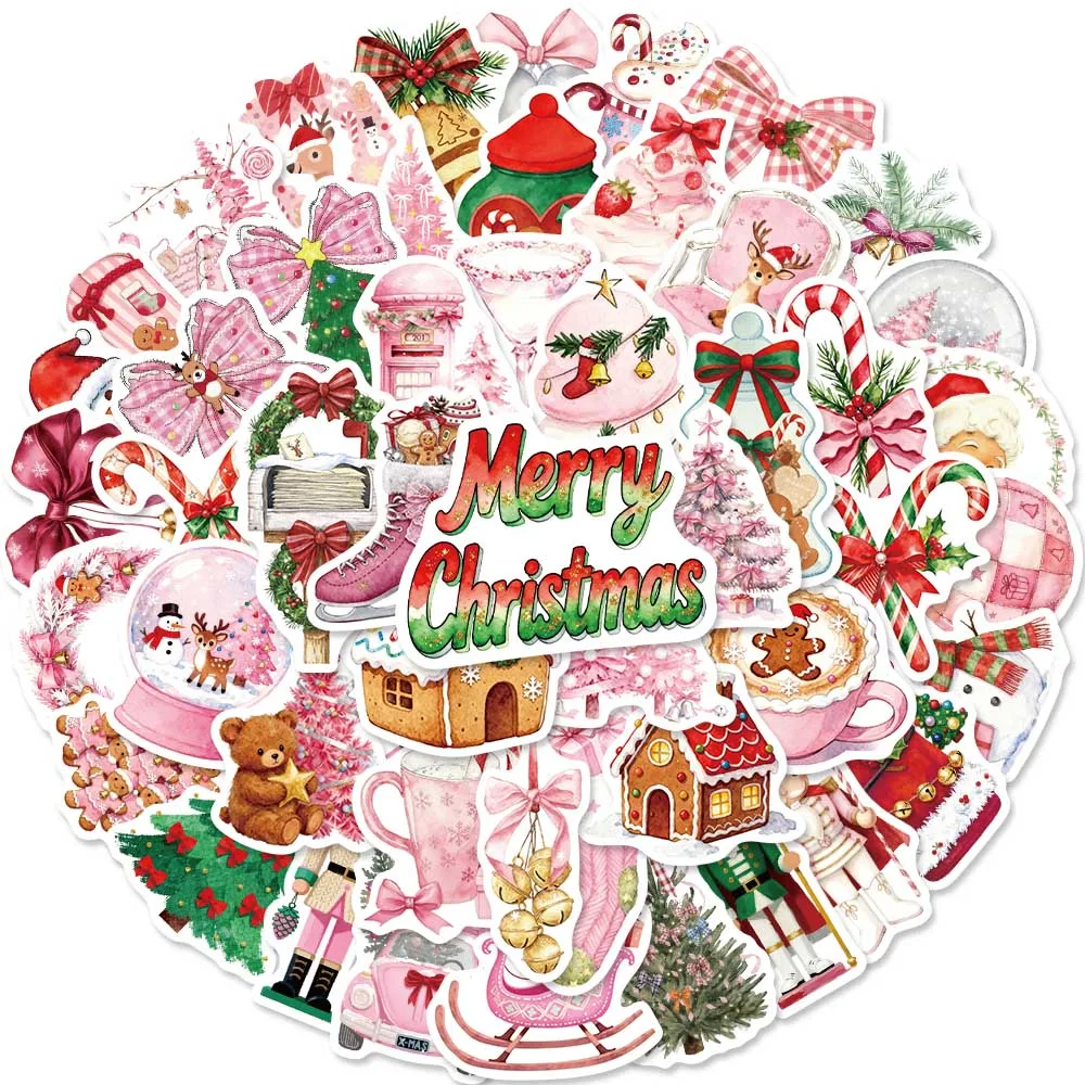 50PCS Vintage Weihnachtsbaum Ästhetische Aufkleber Weihnachtsmann Cartoon Niedliche Aufkleber für Zuhause Sammelalbum Umschlag Karten Weihnachten Geschenk Label