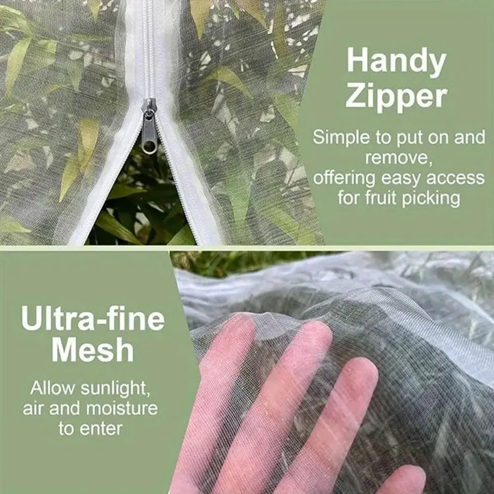 Zip Drawstring Plant Insect Screen Cover Plant Protection Pest Control Fruit Tree Protective Netting Mesh Lightweight