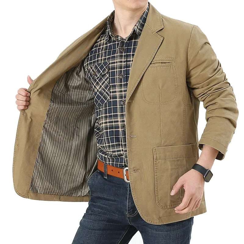 HOO-blazers de algodón puro 2024 para hombre, chaqueta de ocio, para negocios y otoño