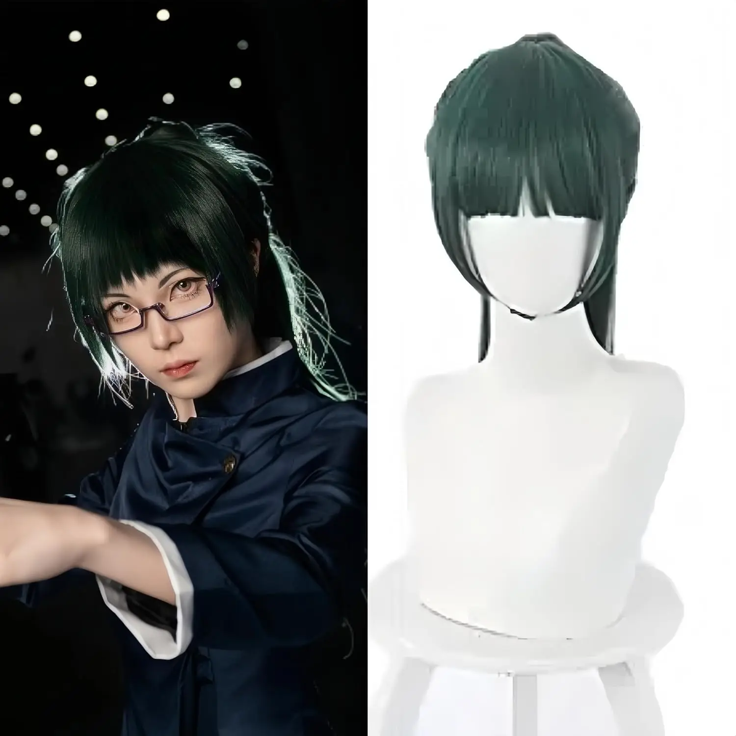 

Шиньон из синтетического волокна для косплея персонажей аниме-парик Shinon Makoto, зеленый съемный хвост, прямые волосы с челкой