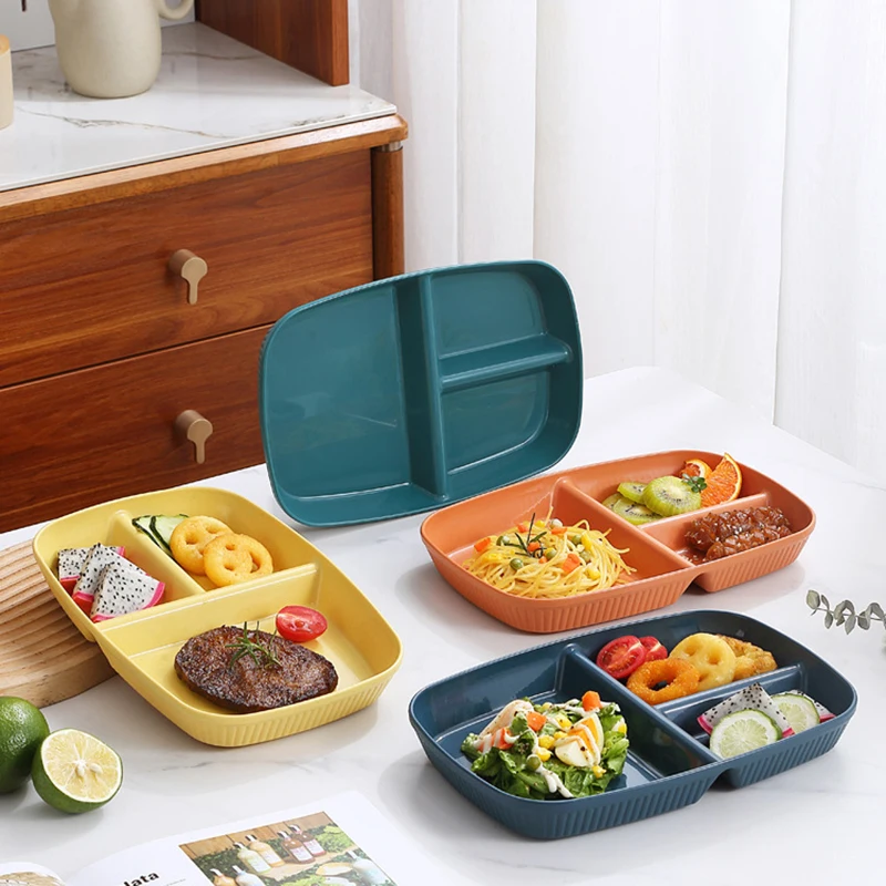 Picture 6: Divided Dish Diet Reusable Dinner Plate Kitchen Dinnerware Portion Plates For Adults 3 Compartments Microwave Safe