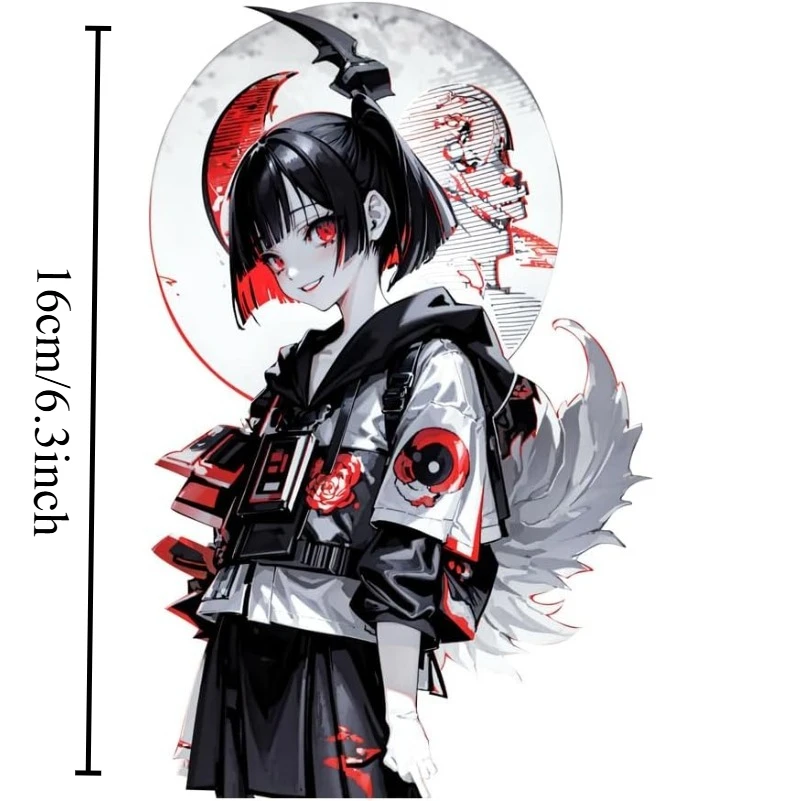 1Pc Anime Gothic Girl Vinyl Sticker, Waterproof Decal For Car Water Bottle Camper Luggage Fridge Decor, Holiday Gift