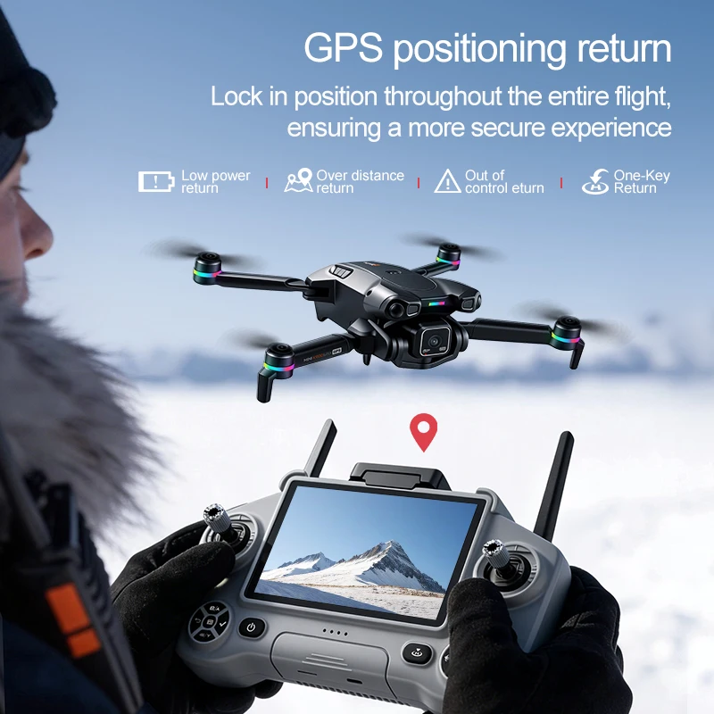 Brushless 8K ESC Dual Camera Drone GPS Return 4.5-inch Screen 2K RC Distance One-Click 360°Obstacle Avoidance Quadcopter 5G WIFI