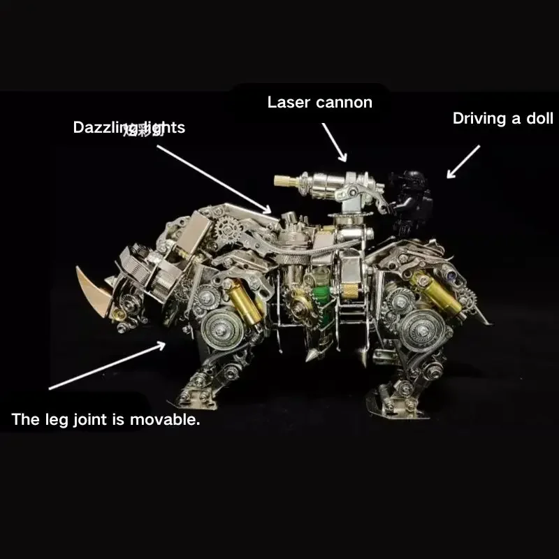 Rhinoceros difficult metal assembly model adult 3d three-dimensional puzzle building block toy birthday gift for friends