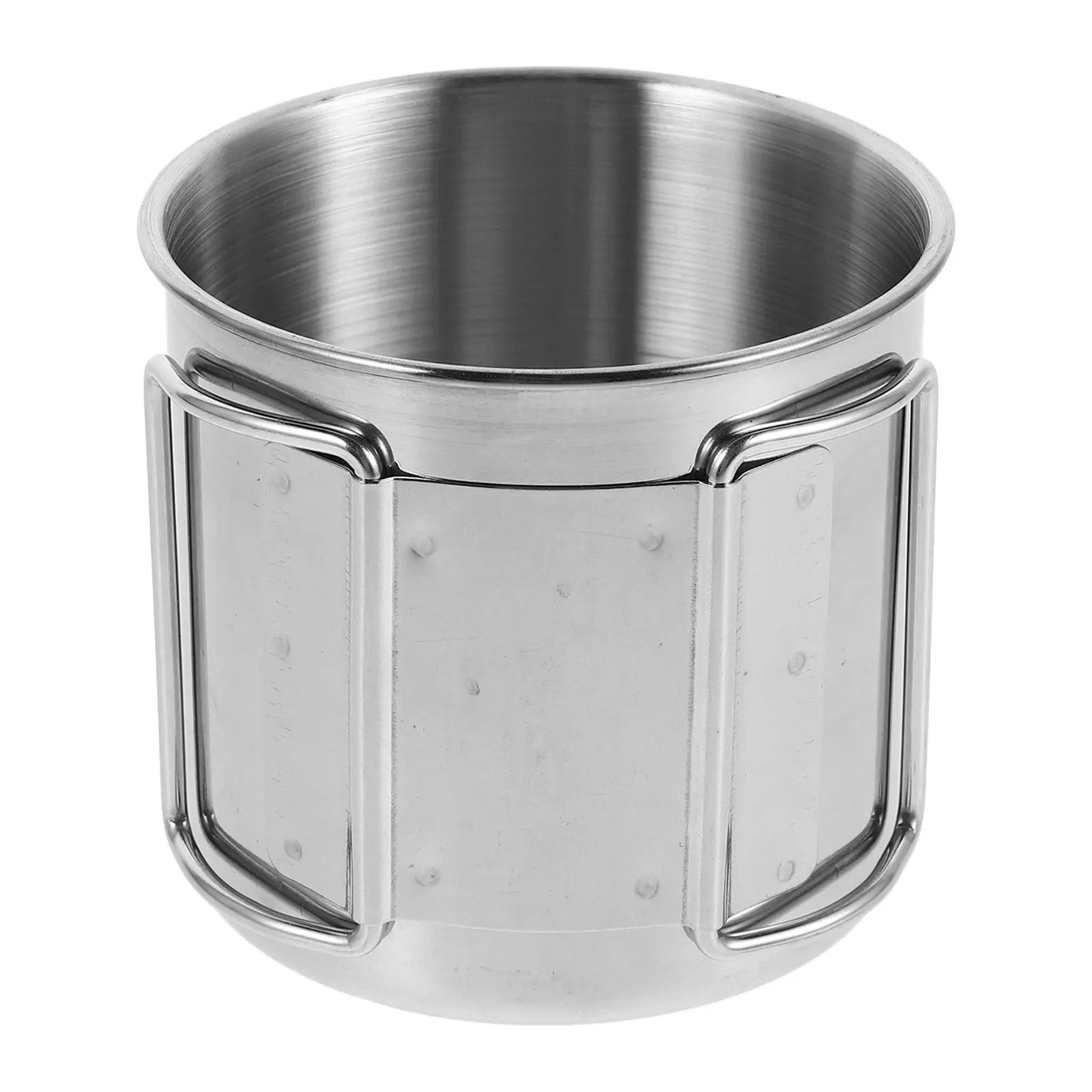 Foldable Handle Stainless Steel Camping Mug Large Portable Outdoor Cup Travel Coffee Cup Hiking Backpacking Fishing Silver