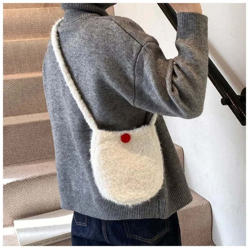 

Fashion Solid Color Shoulder Bags Soft Youth Cotton Fabric Crossbody Bags 2025 Autumn and Winter New Styles Casual Simplicity