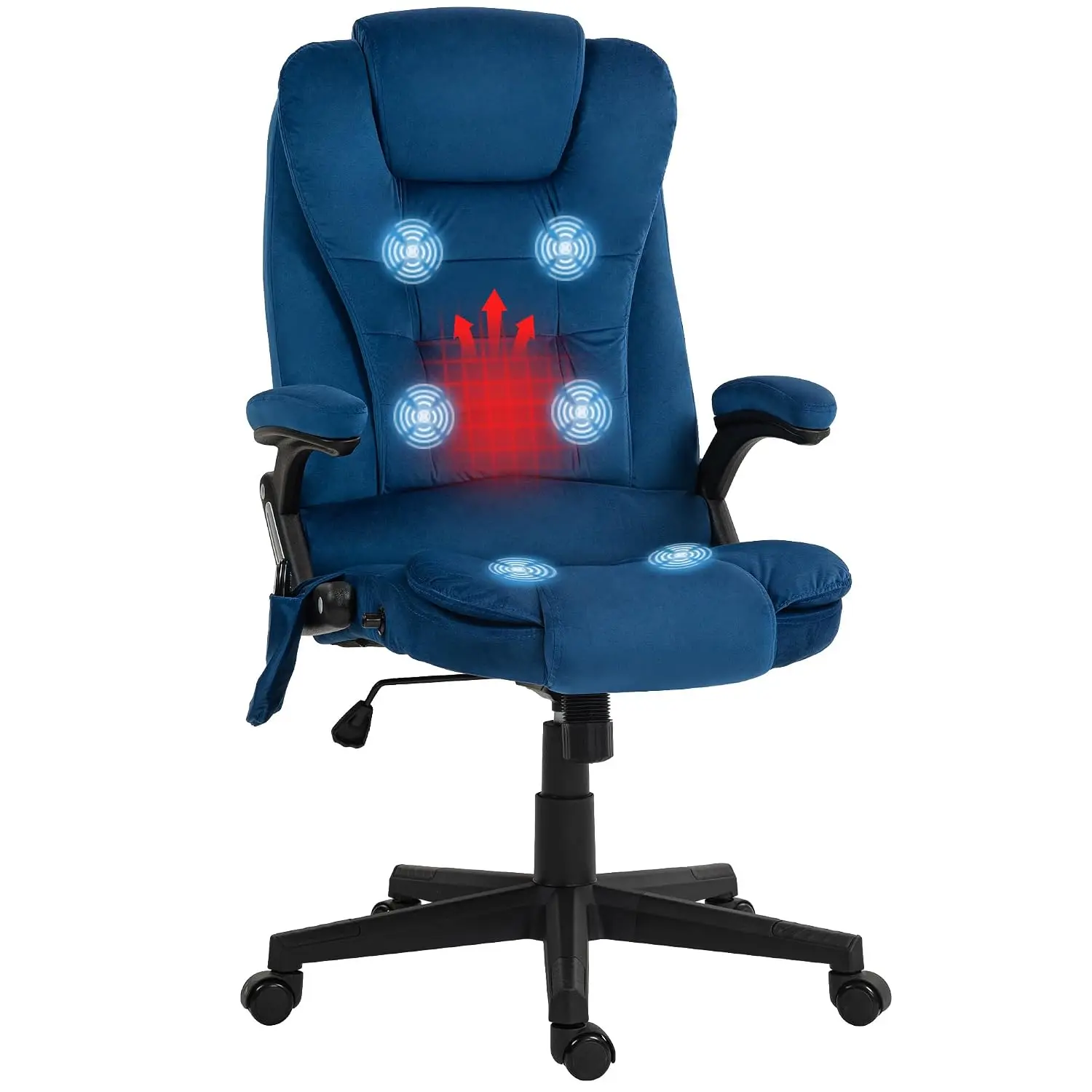 Velvet Office Massage Chair 6-Point Vibration, Dark Blue, Customized