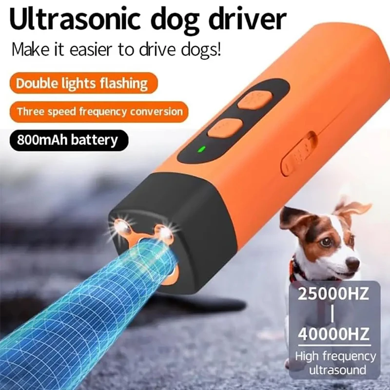 Entrenador ultrasónico para mascotas, Chip inteligente de 40KHz, alcance de 32 pies, Control de ladridos recargable para interiores y exteriores