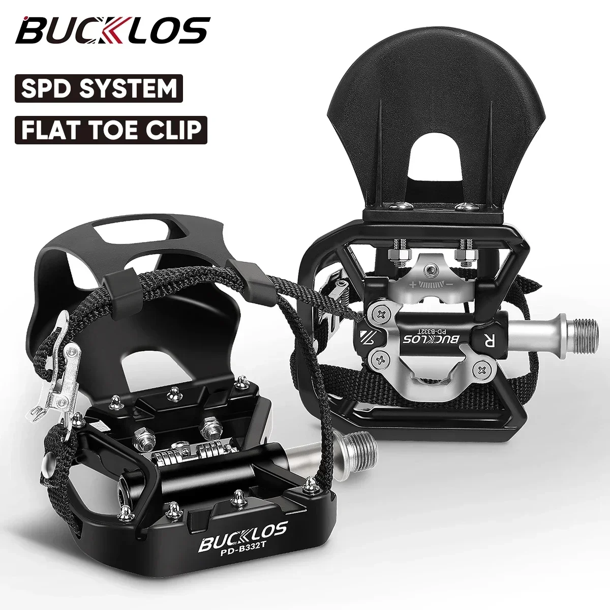 BUCKLOS Bike Pedals Dual Function MTB Bicycle Pedal Platform Non Slip Aluminum Alloy Platform Pedals for SPD System Bicycle Part