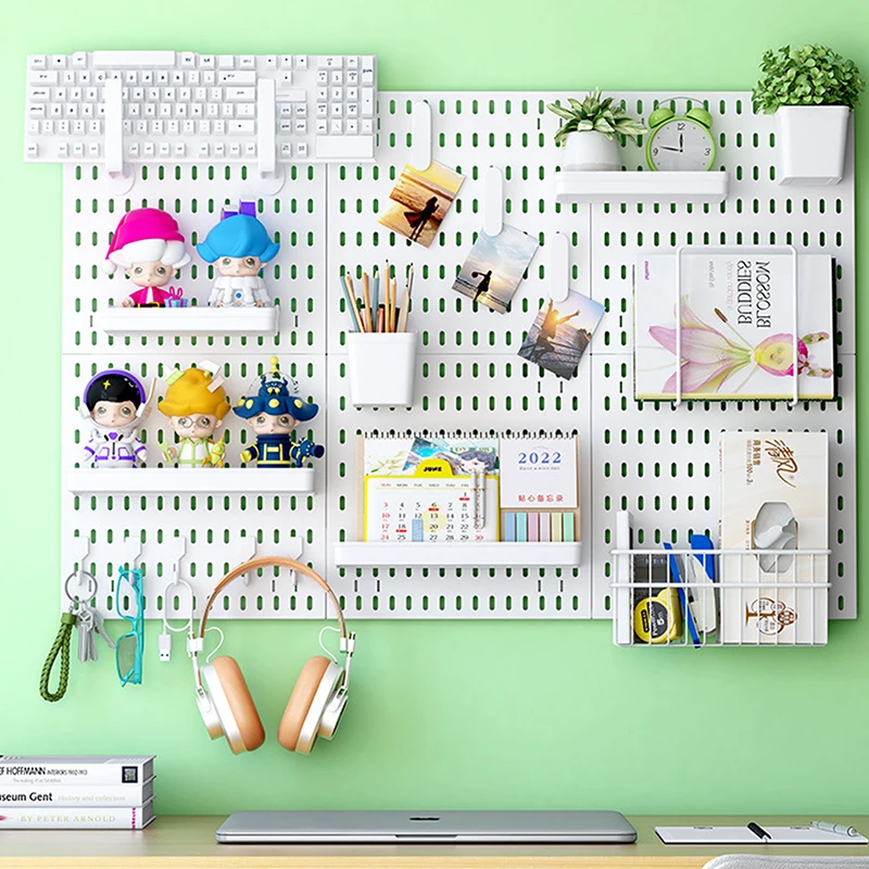 New DIY Pegboard Accessories Hanging Shelf Storage Hooks Wall Organizer No Punching Crafts Organization For Garage Kitchen Room