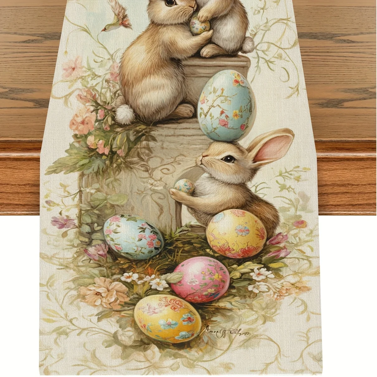 1 Piece Easter Table Runner with Easter Egg Print, Suitable for Dinner Parties, Holiday Parties, Family Gatherings, Children's Activities, Themed Cafes, Home Decoration, Christmas Markets, Cozy Tea Parties