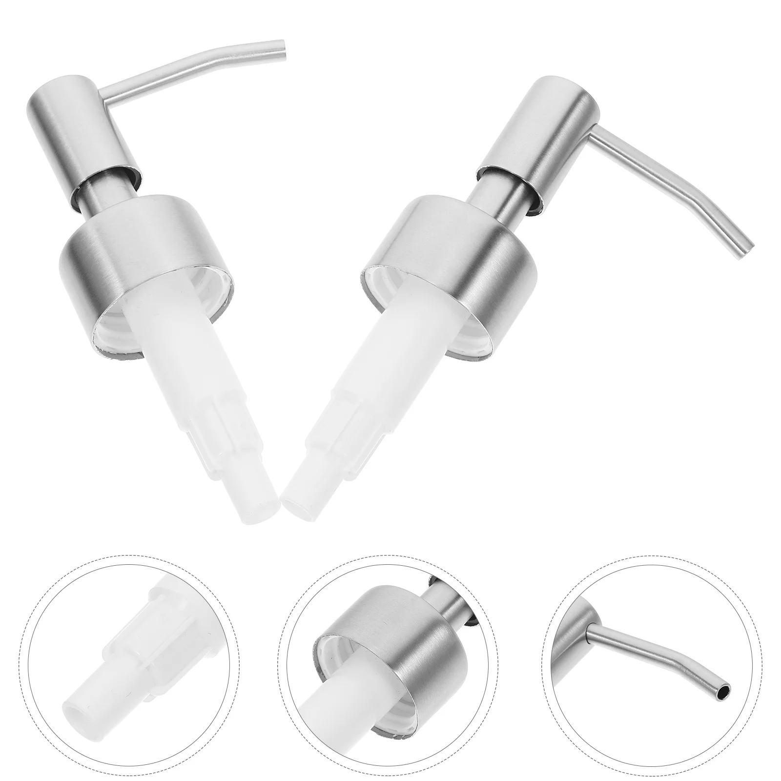

2Pcs Stainless Steel Soap Dispenser Pump Head Universal Manual Pressing Pump for Lotion Shampoo Bottle Replacement Bathroom