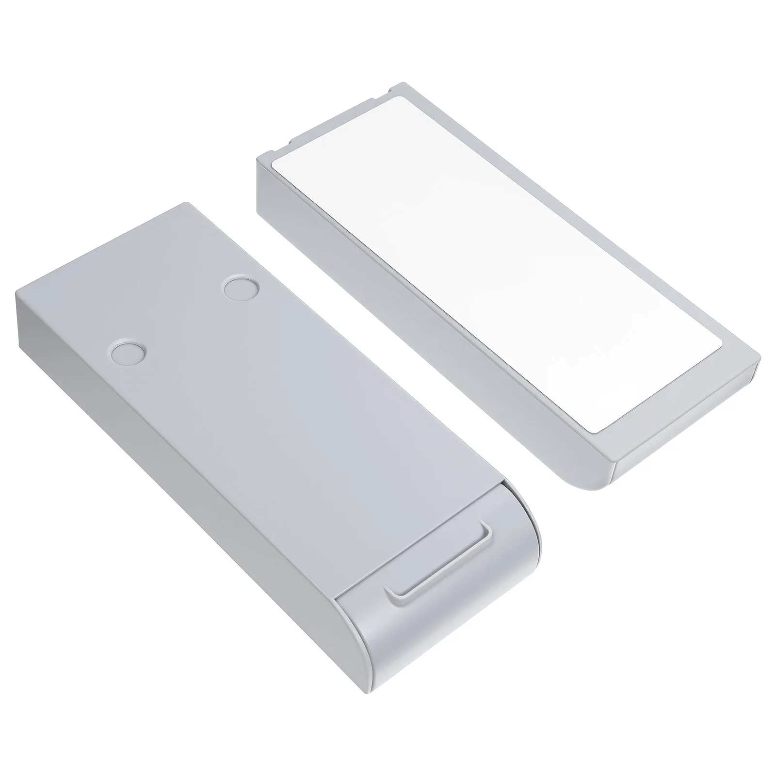 2pcs Hidden Drawer Type Adhesive Pen Box Grey Desk Bottom Storage Organizer For Office School Supplies Invisible Under Desk