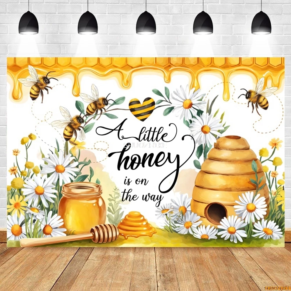 Sweet Honey Bee Backdrop Newborn Baby Shower Kids Birthday Party Portrait Custom Photography Background Decor Banner Photostudio