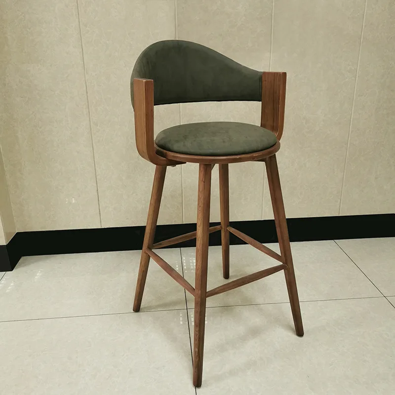 Modern Nordic Simple High Chair Factory Wholesale Soft Bag Solid Wood Bar Desk With Arms For Kitchen Dining Outdoor Cafe Use