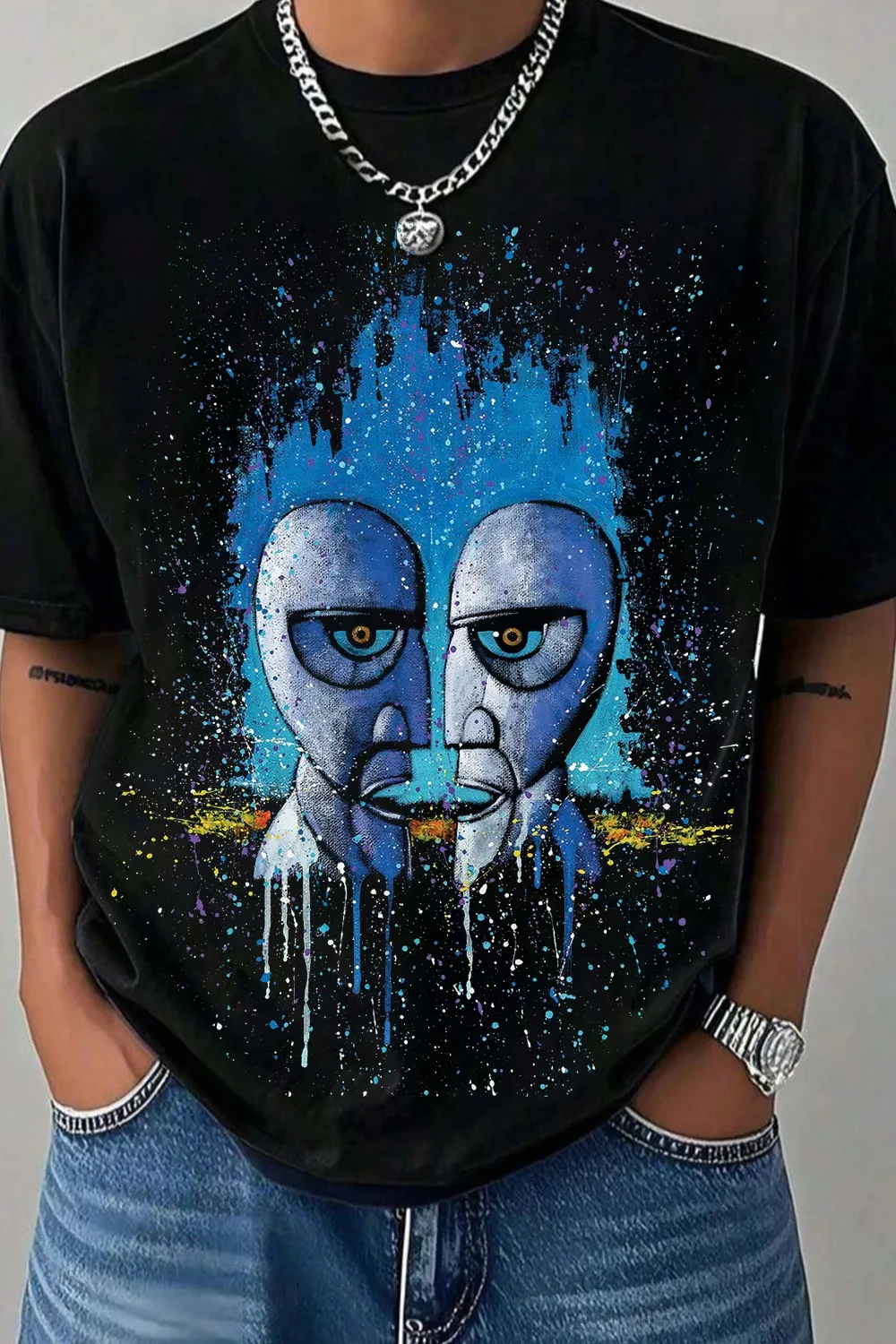 Pop Summer Pink Floyd Graphic Cotton T-shirt Unisex Summer Short Sleeve Fashion Brand Tee Luxury Casual Vintage Tees