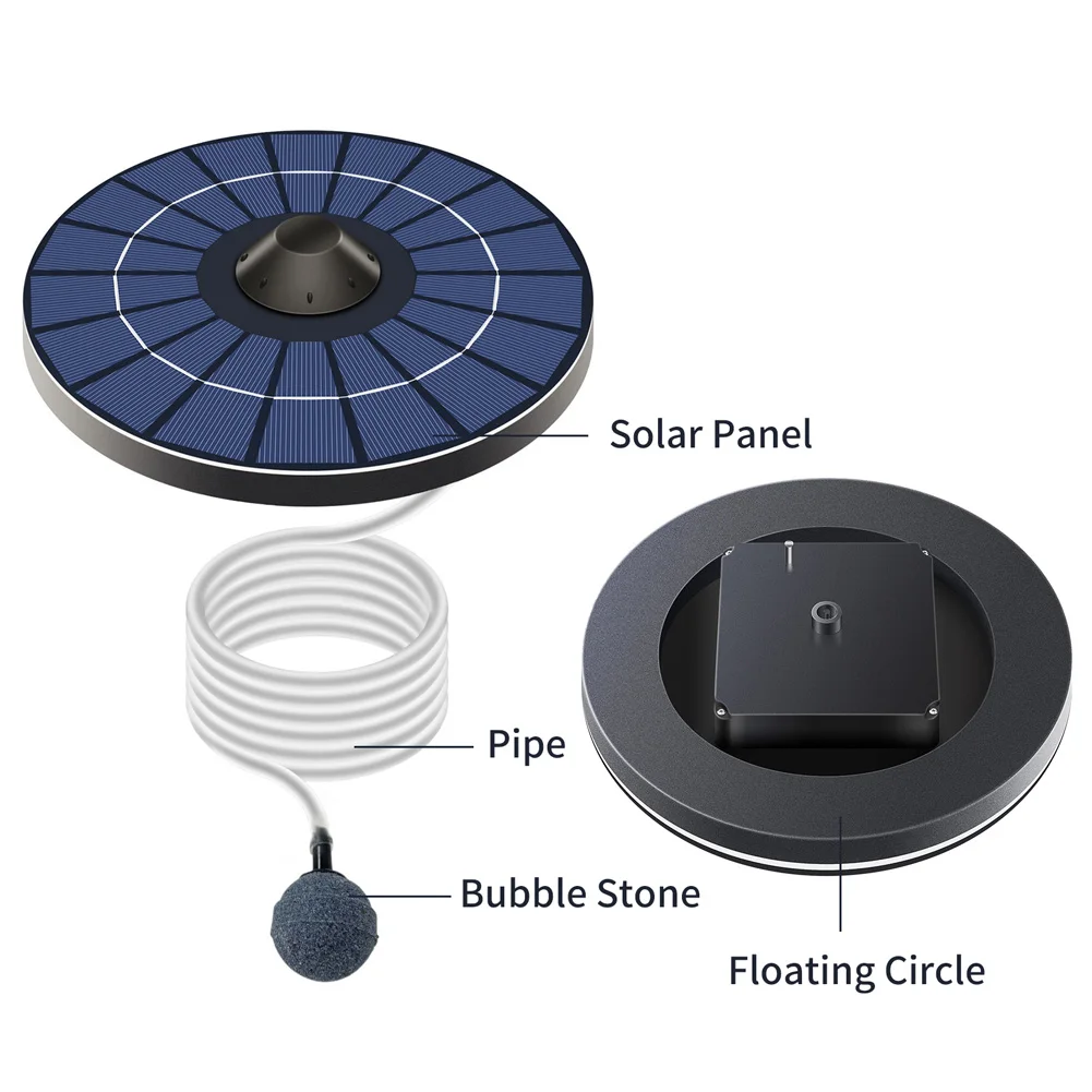 

Floating Solar Air Pump Aerator Pumps For Aquarium Fish Tank Pond Fishing Oxygenation with Air Hoses and Bubble Stone