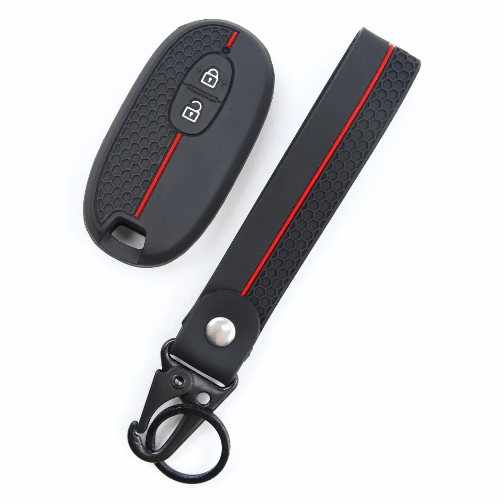 Silicone Remote Key Case For Suzuki Wagon R Every Hustler Palette Solio Alto Lapin Spacia with swivel clip Secure Grip