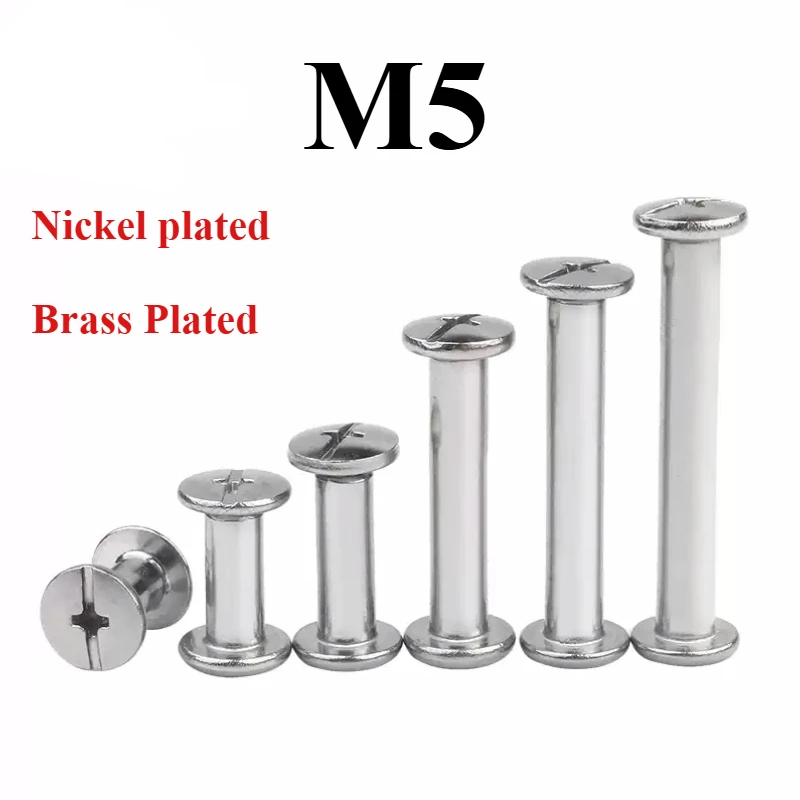 M5 nickel plated/Brass Plated album screw leather belt wallet photo scrapbook account book post Chicago screw binding rivets