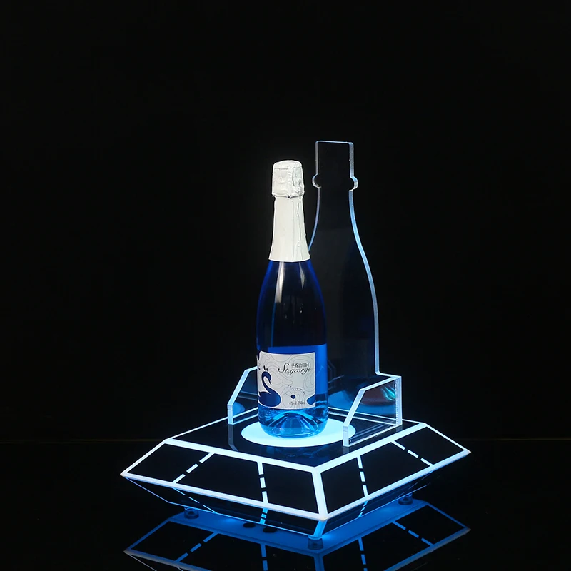 LED Luminous Acrylic Geometric Wine Bottle Rack Fashion Display Stand for Bars And Nightclubs