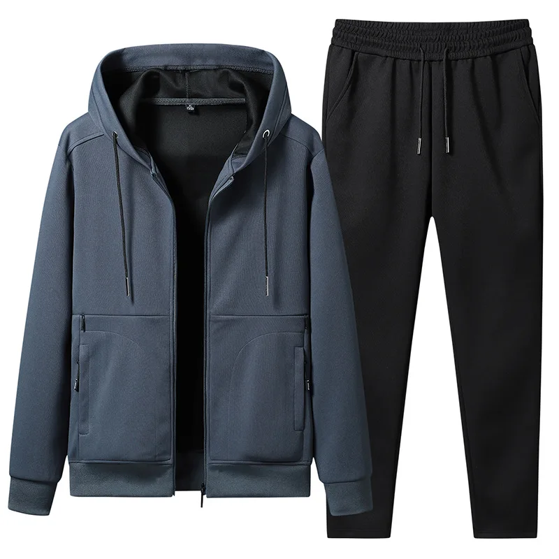 2026 Spring Korean Tracksuit Men Zip Pocket Running Sets Striped Sporting Suit Jacket+ Sweatpants Jogging Fitness Clothing