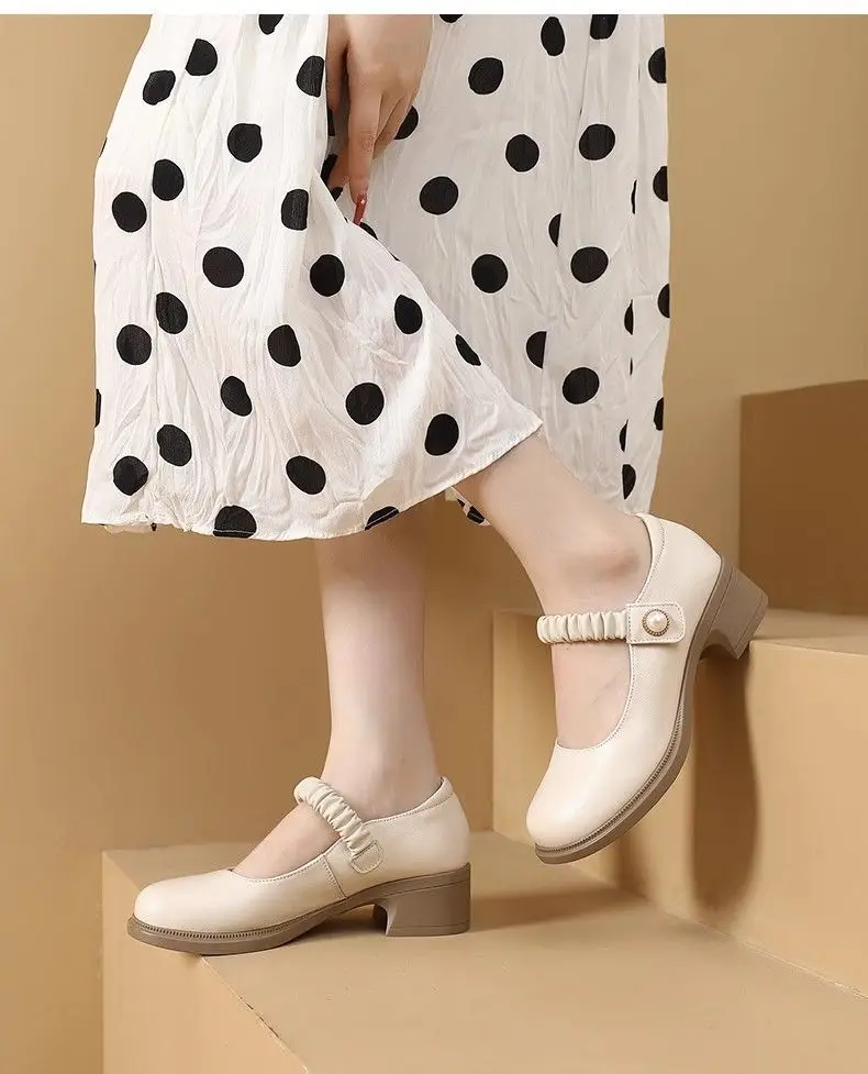 Neue Ankunft Herbst Frauen Schuhe Wohnungen Mary Jane Leder Mokassins Ballett Schuhe Casual Schwarz Loafers Damen Schuhe – Detail 6