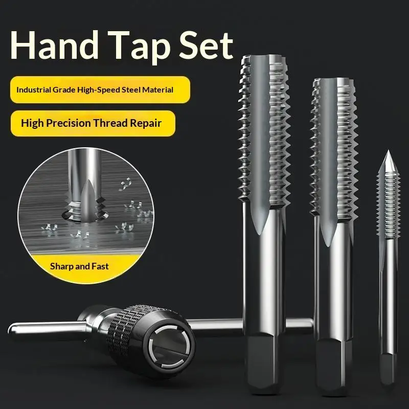 Thread Drill Bit Manual Tapping Wrench T Shaped Handle Adjustable M3 M6 Set Hardware Tool Accessory