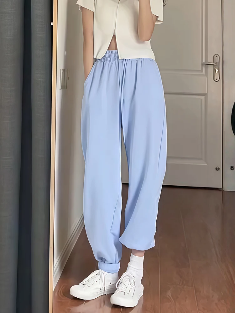 

Удобные для кожи повседневные мягкие спортивные брюки с высокой талией, свободные летние новые спортивные штаны для женщин больших размеров