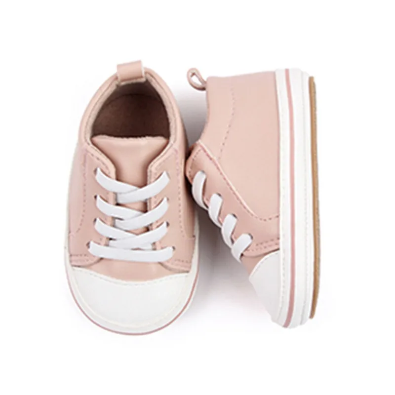 Newborn Baby Boys Girl Shoe Moccasins Sneakers Solid Color/Contrast Color PU Leather Anti-Slip Sole Prewalker First Walker Shoes