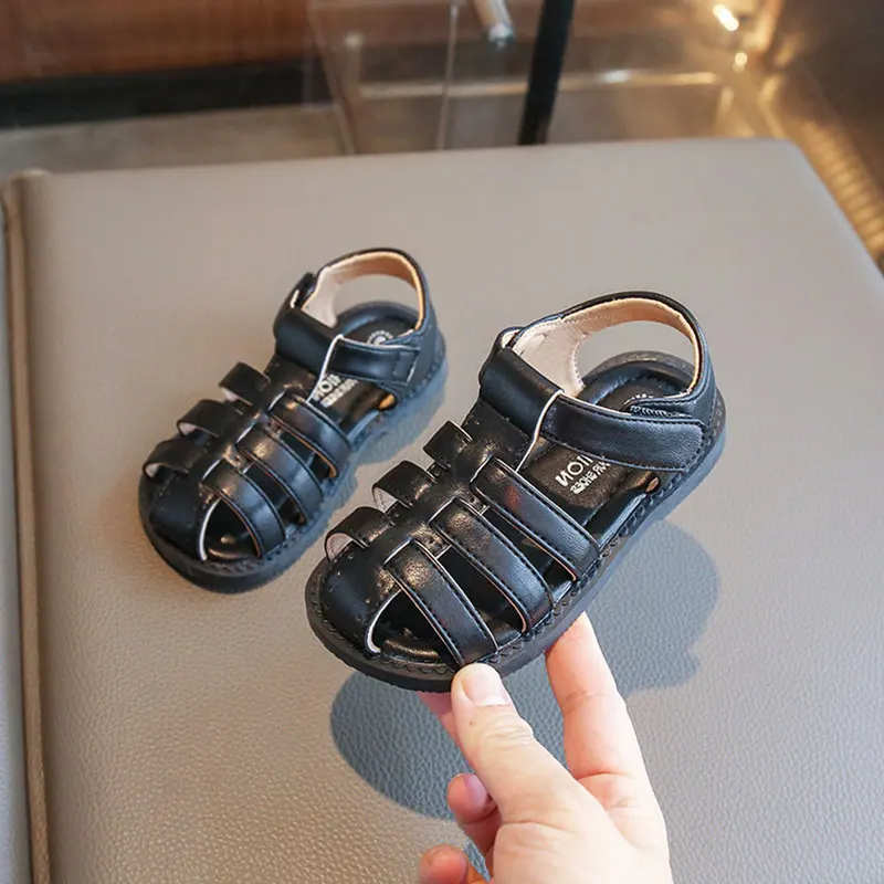

Kids Shoes Thin Band Cross Sandals Cover Toes Baby Girls Boys Hoop Loop Sandal 2025 Summer Child Barefoot Casual Shoe for 22-31