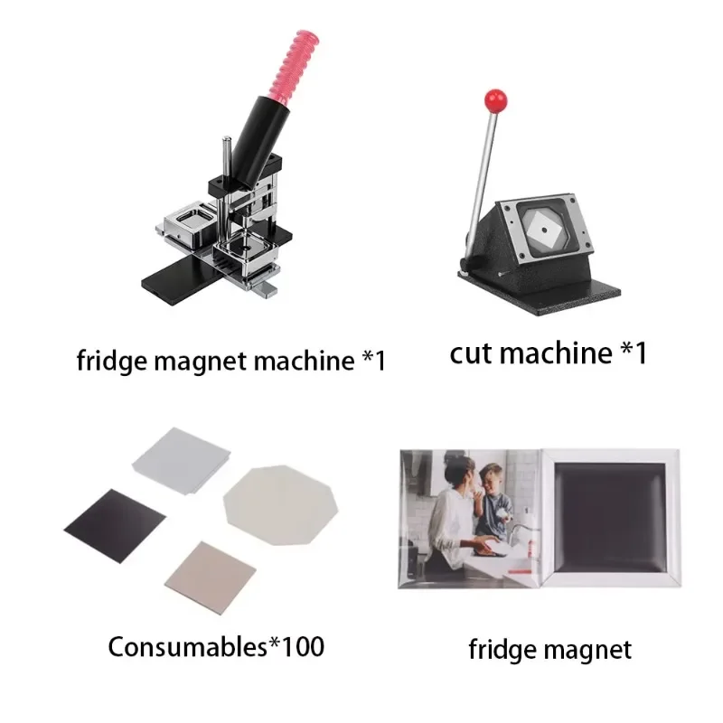 

50*50mm 2*2 inch Square fridge Magnet maker Machine Kit with Paper Cutter and 100 sets fridge Magnet Materials