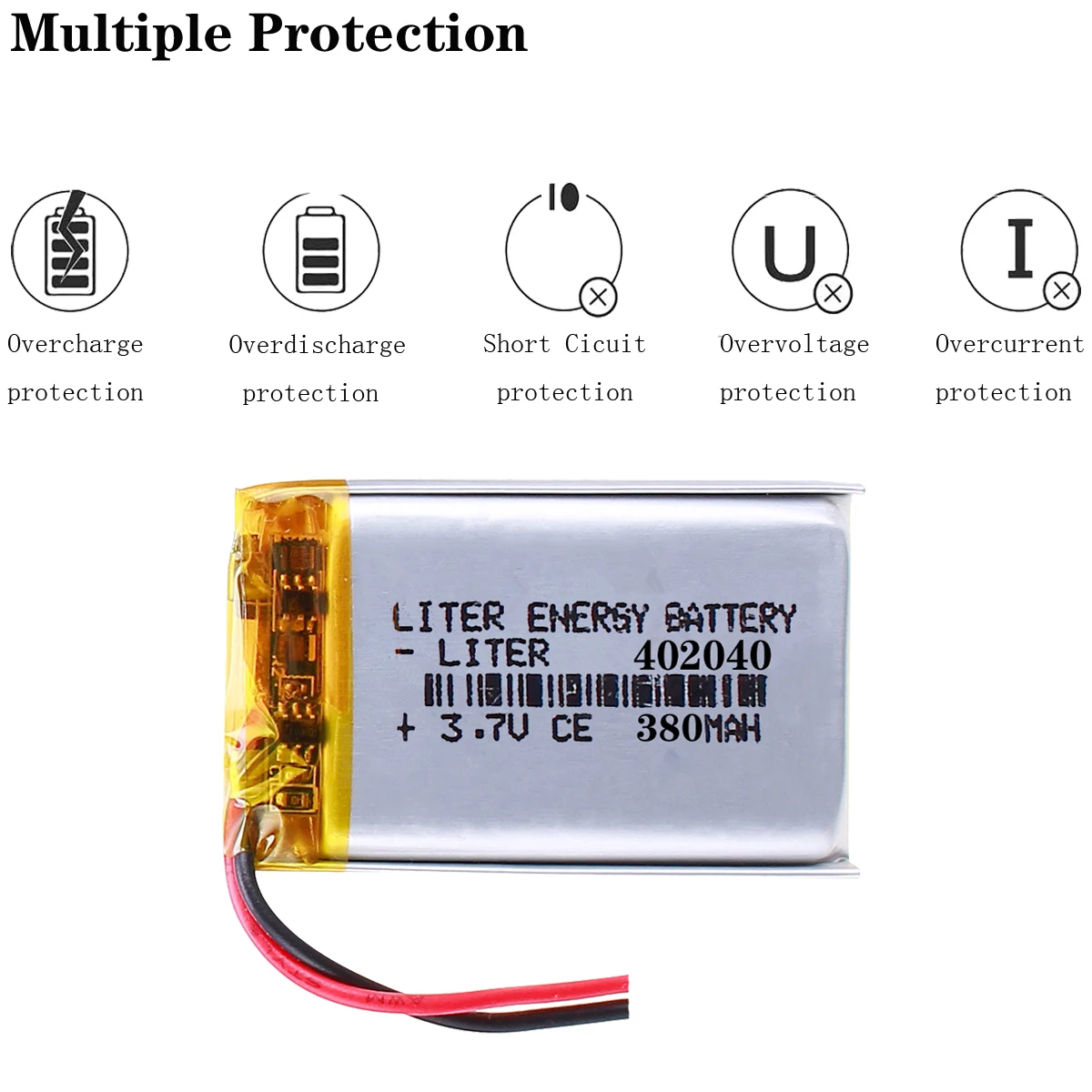 MP3 MP4 MP5 GPS 3.7V lithium polymer battery lithium battery panels 042040 402040 380 mAh