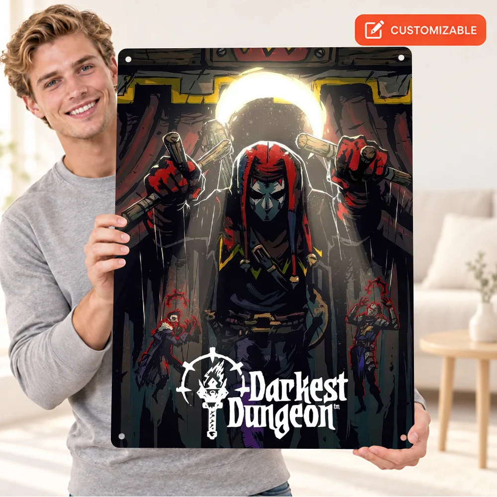 Darkest Dungeon Jester Textured Metal Poster Personalized Aluminum Sign Digital Design Wall Art For Game Corner Birthday Gift