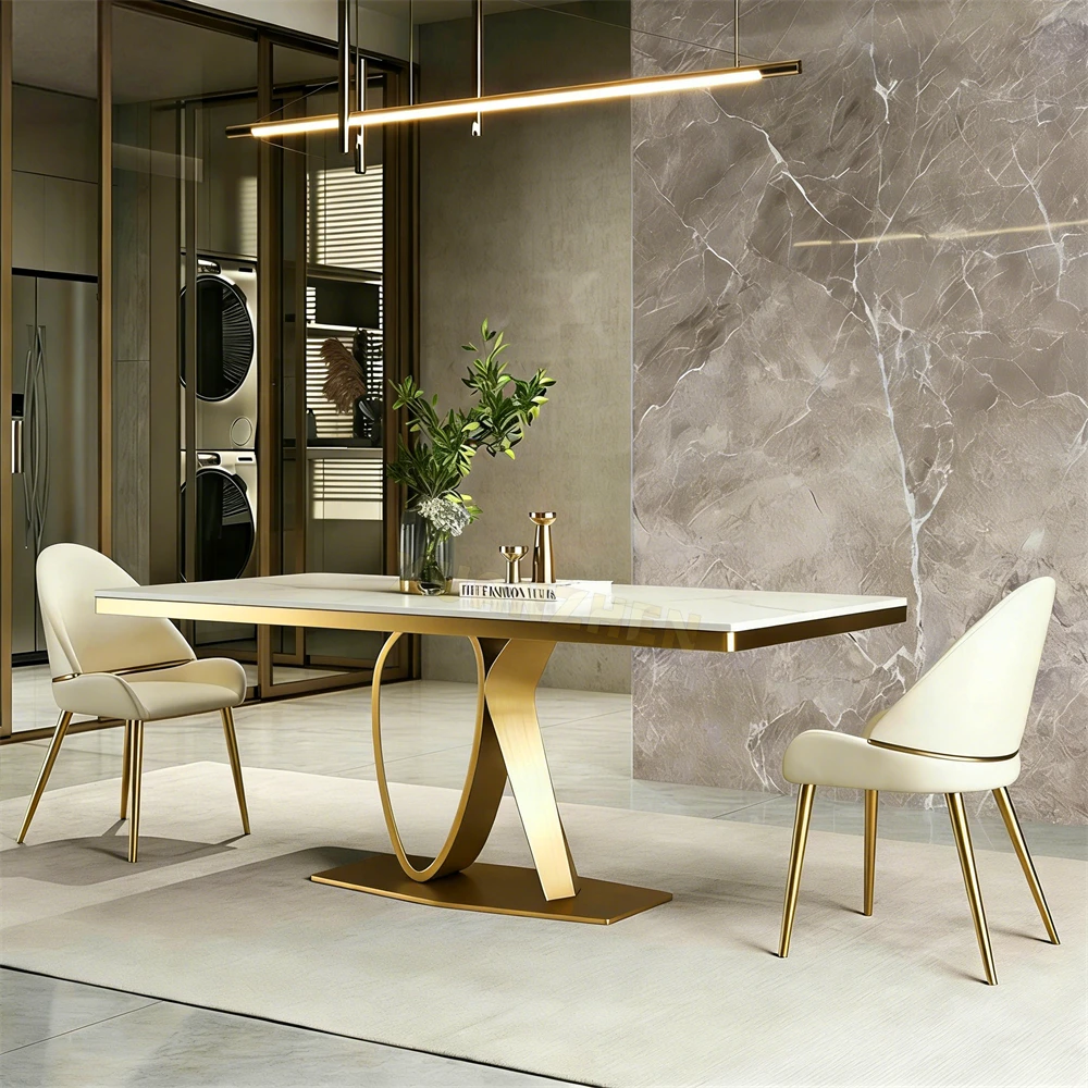 # Dining Table Restaurant Luxury Modern Dining Table Set Gold Stainless Steel