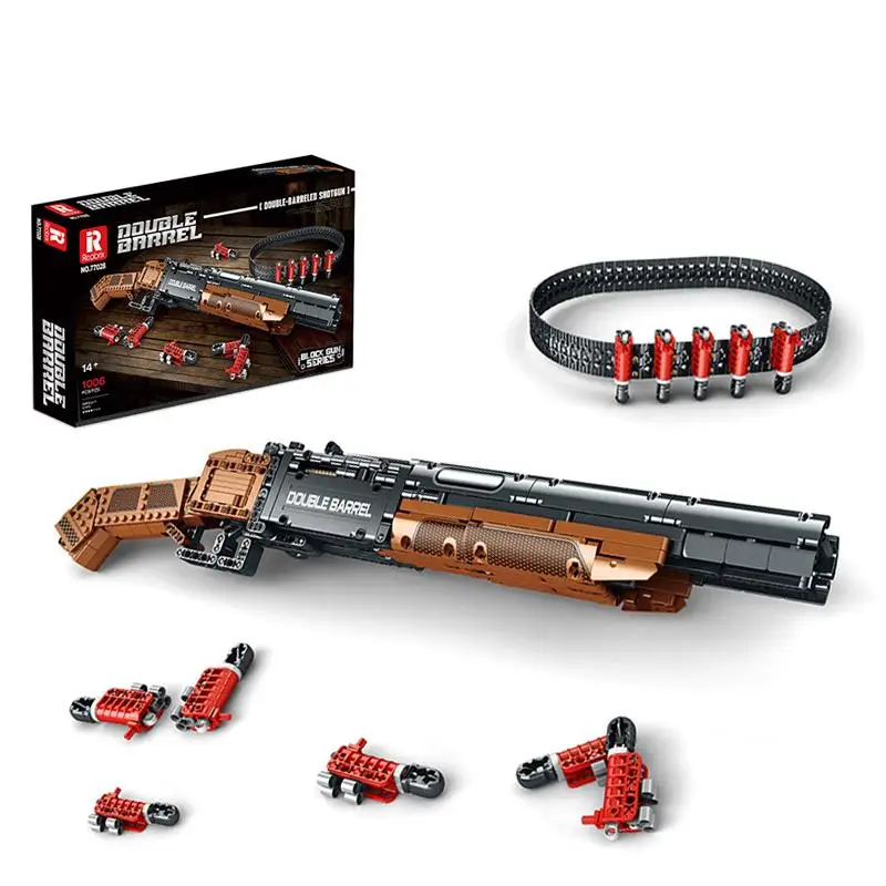 77028 Double barreled Shotgun 933pcs Assembled Building Blocks Bricks Guns Series Model Kids Toys Boys Birthday Gifts